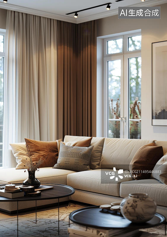 【AI数字艺术】宜家风格的现代简约客厅设计图片素材