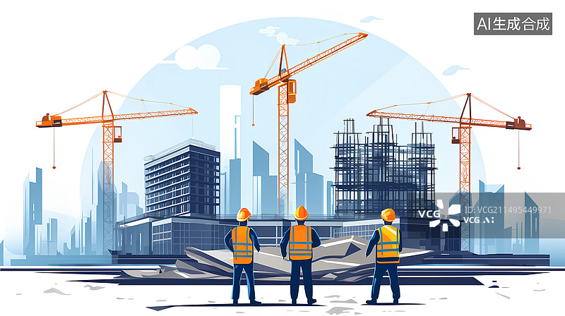 【AI数字艺术】建筑工地插画图片素材
