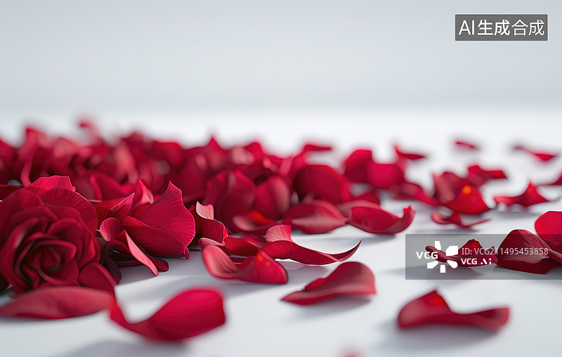 【AI数字艺术】白色背景下玫瑰花瓣的特写镜头图片素材