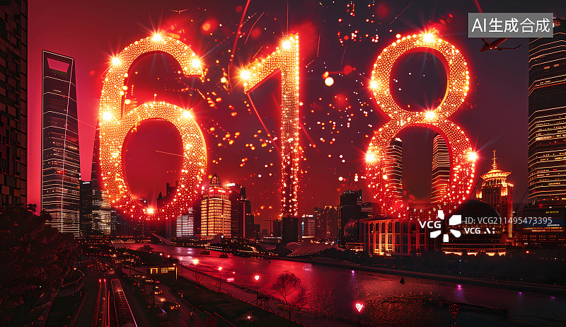 【AI数字艺术】618购物节电商网购打折促销福利活动插画图片素材