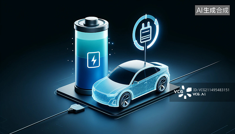 【AI数字艺术】新能源汽车充电图片素材