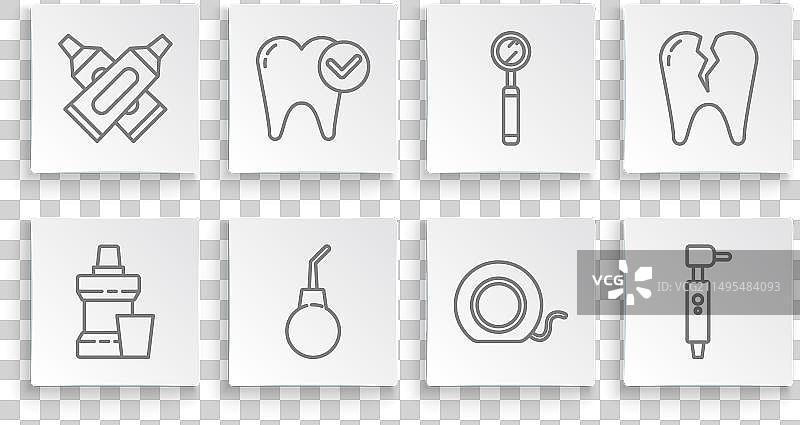 漱口水塑料瓶牙齿美白线条组合图片素材