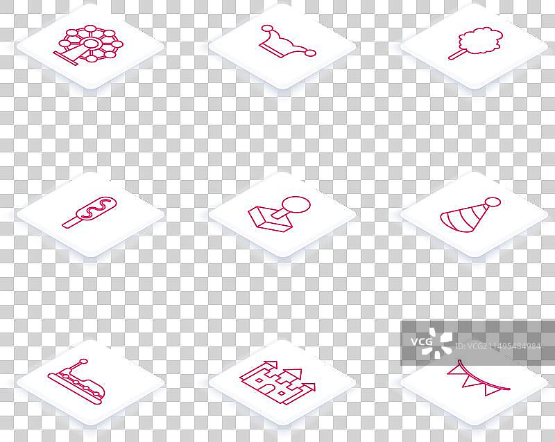 摩天轮线稿、小丑帽和铃铛图片素材