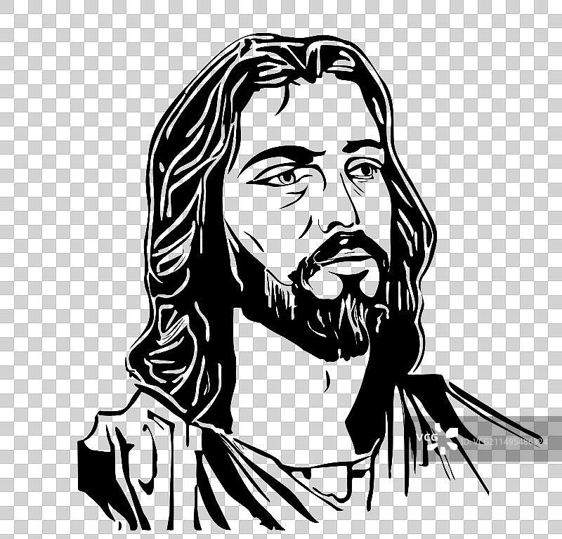 耶稣素描手绘涂鸦风格图片素材