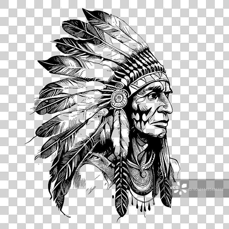 印度人脸手绘卡通素描图片素材