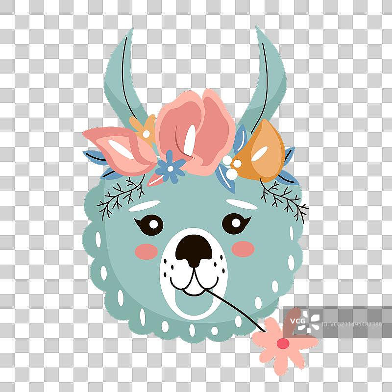 戴着可爱花冠的骆驼图片素材