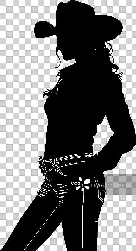 女牛仔剪影图片素材