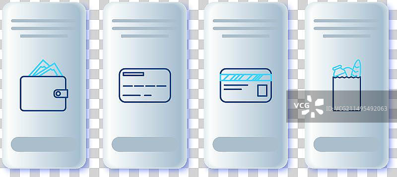 信用卡钱包纸币线条组合图片素材