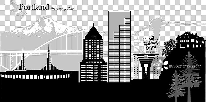 俄勒冈州波特兰城市天际线图片素材