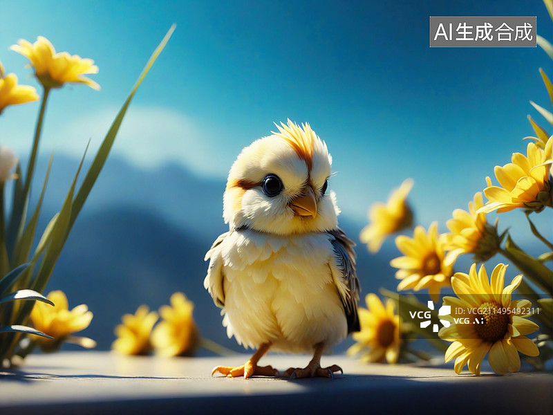 【AI数字艺术】黄花植物对天空的特写镜头图片素材