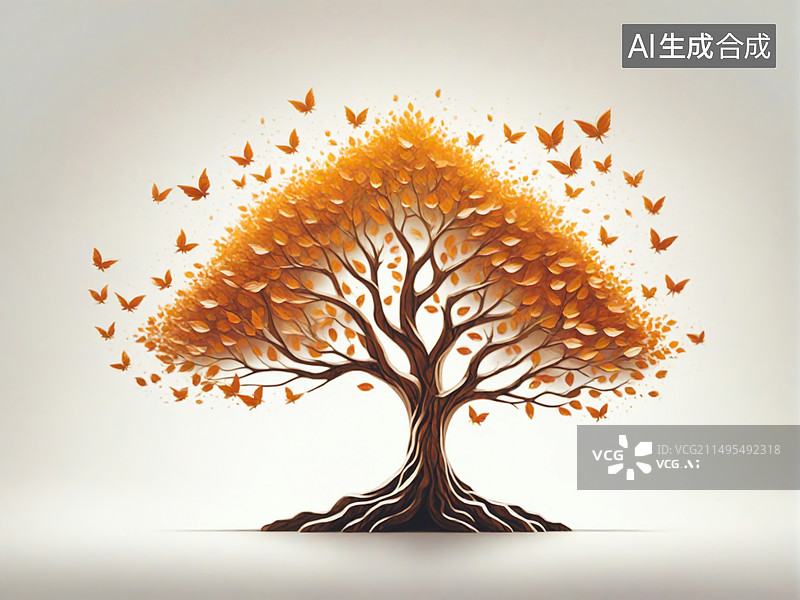 【AI数字艺术】白色背景下的树特写镜头图片素材