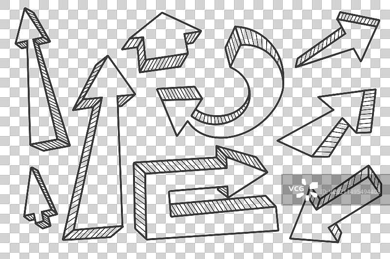 手绘涂鸦箭头铅笔线条合集图片素材