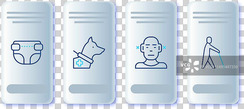 线条组合：导盲犬、失聪成人尿布和盲人图片素材