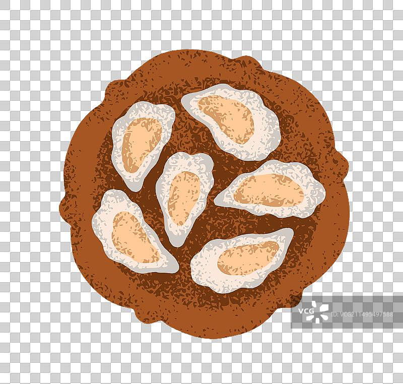 盘中带壳鲜牡蛎开贝图片素材