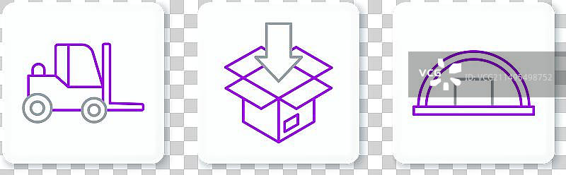 线条仓库：叉车和纸箱图片素材