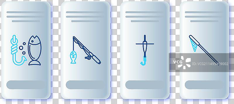 钓竿鱼钩浮标和渔网图片素材