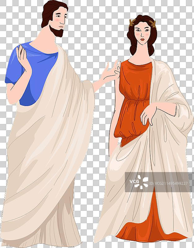 穿着罗马帝国服饰的男女图片素材