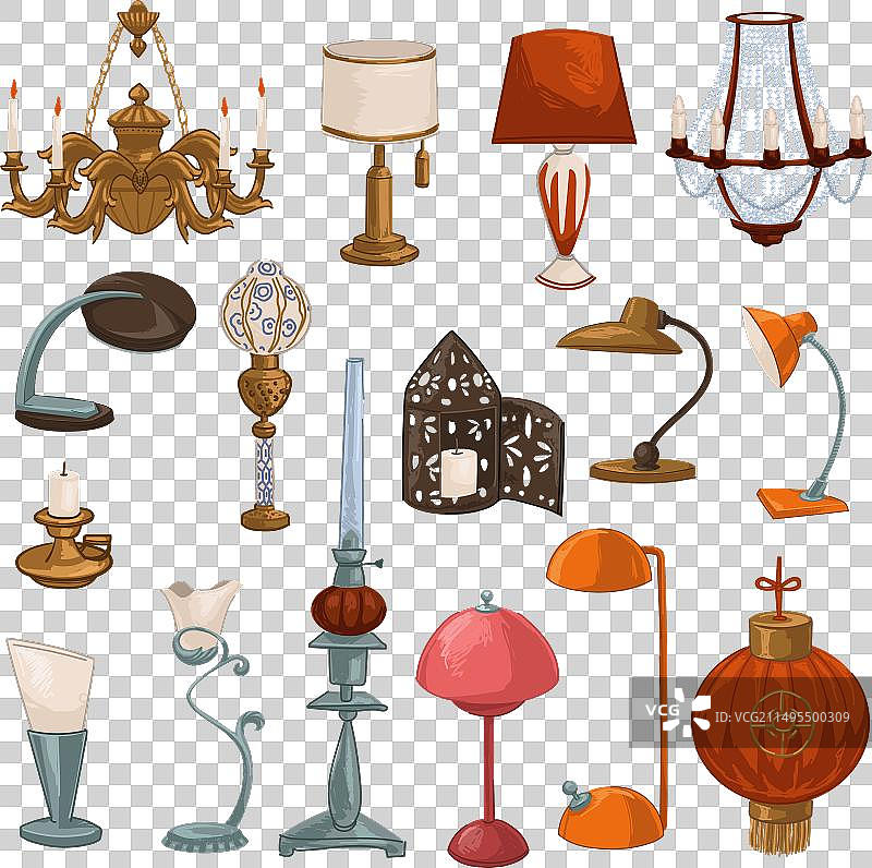 复古灯具和灯罩图片素材