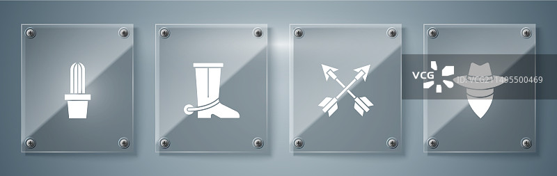 牛仔靴、仙人掌和箭矢图案图片素材