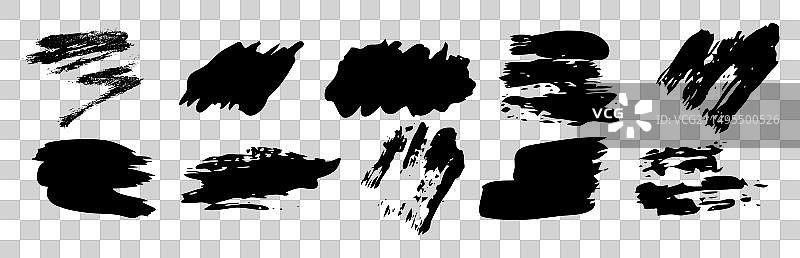 黑色Grunge笔刷笔触合集图片素材