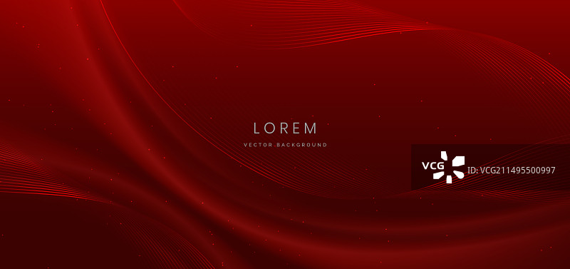 红色背景上的抽象红色曲线图片素材