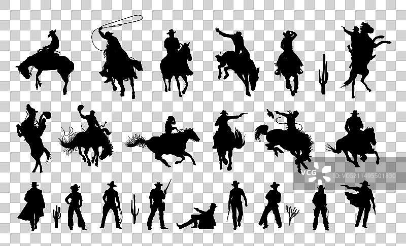 黑色牛仔剪影合集图片素材