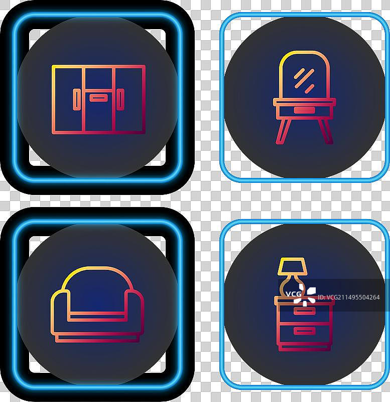 配有台灯扶手椅的床头柜图片素材