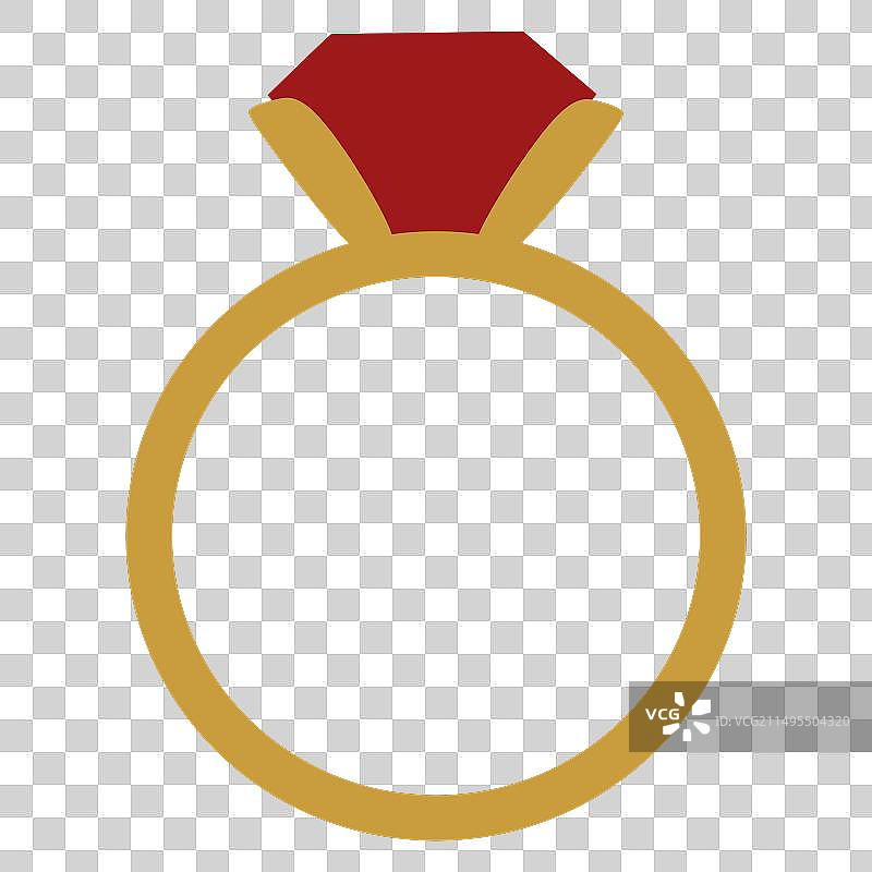 镶嵌红色宝石的金色订婚戒指图片素材