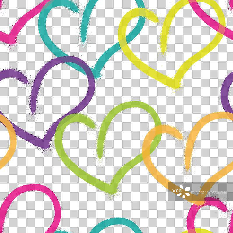 喷绘涂鸦爱心的无缝图案图片素材