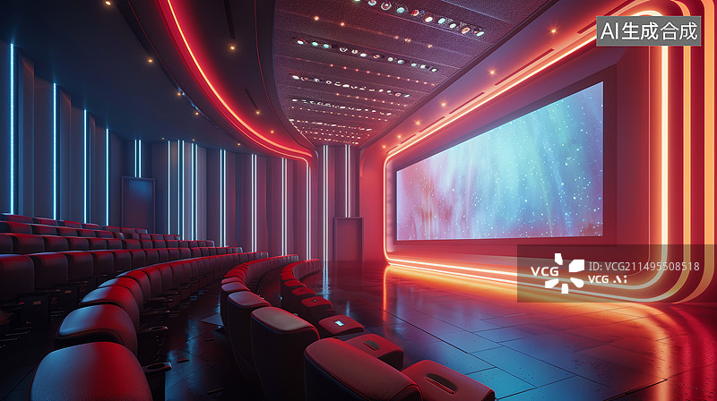 【AI数字艺术】空旷的电影院图片素材
