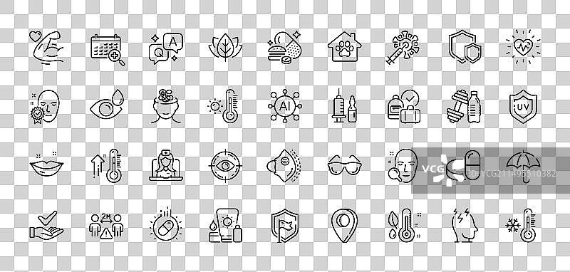 滴眼液、社交距离和面部验证线条图片素材