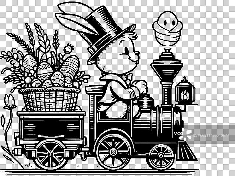 儿童复活节兔子主题涂色书图片素材