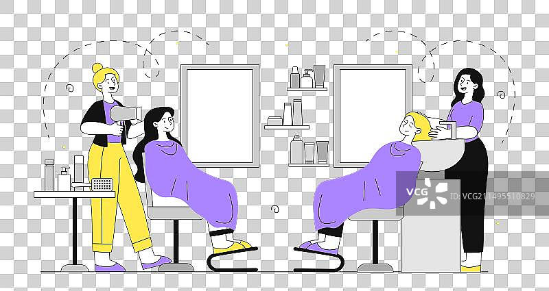 美发沙龙线性图标图片素材