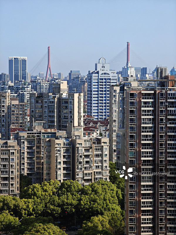 上海浦东联洋社区 杨浦大桥 繁华城市风光图片素材