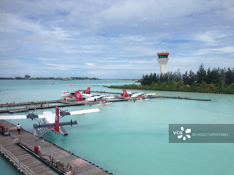 马尔代夫飞机码头图片素材
