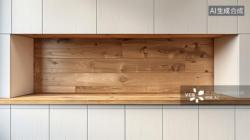 【AI数字艺术】厨房里的空硬木地板图片素材