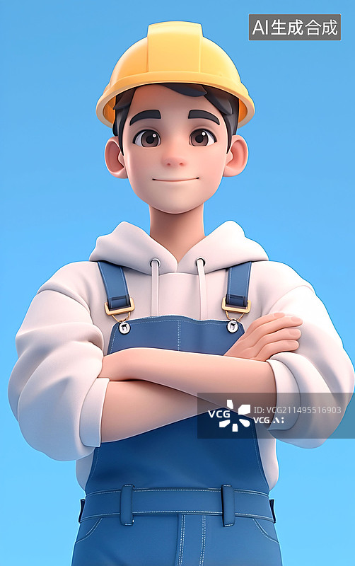 【AI数字艺术】卡通工程师3D渲染劳动节职业人物概念插图卡通工程师3D渲染劳动节职业人物概念插图图片素材