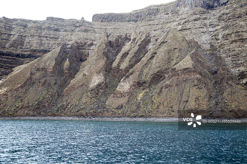 西班牙加那利群岛兰萨罗特岛的陡峭悬崖图片素材