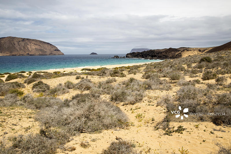 西班牙加那利群岛兰萨罗特岛格拉西奥萨岛康查斯海滩图片素材