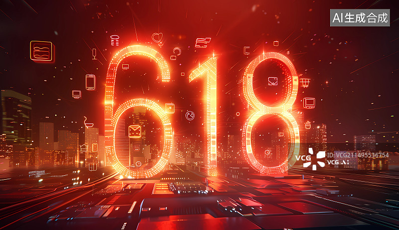 【AI数字艺术】618购物节电商网购打折促销福利活动插画图片素材