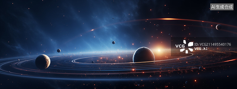 【AI数字艺术】3D宇宙天体科幻插画背景素材图片素材