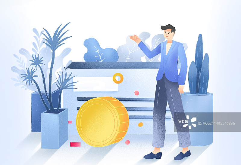 扁平噪点风格金融理财插画图片素材