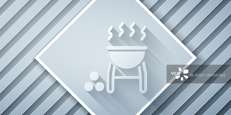 灰色背景上的剪纸烧烤架图标图片素材