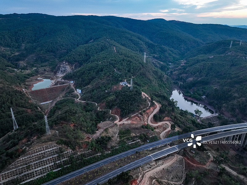 航拍水库图片素材