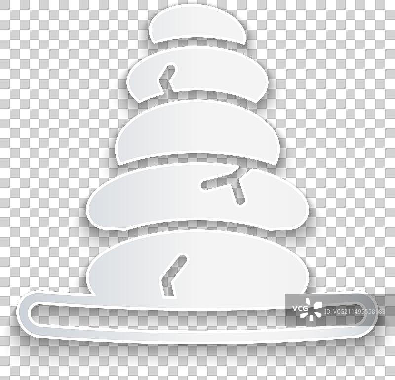 蓝色背景上的剪纸堆叠热石图标图片素材