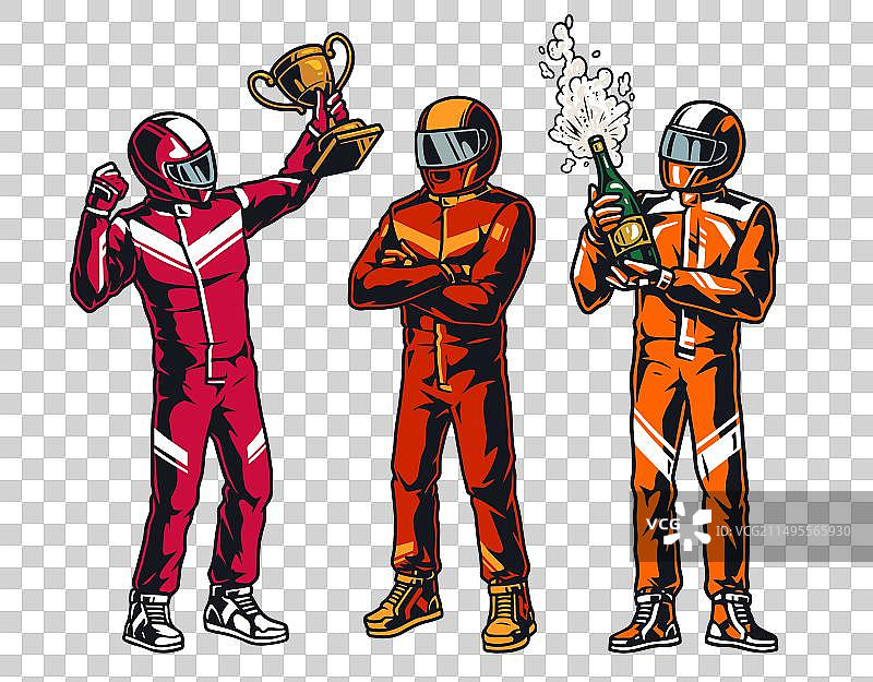 赛车运动获胜者彩色元素合集图片素材