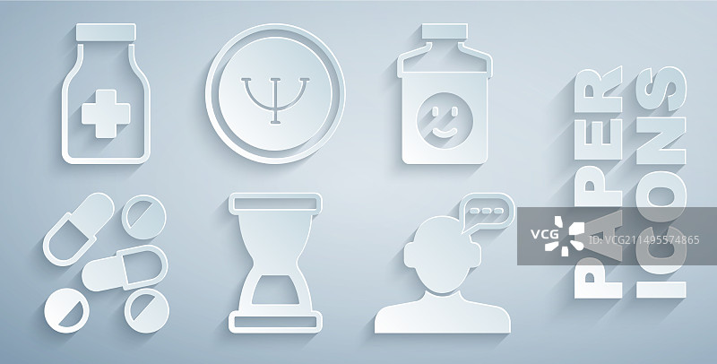 老式沙漏抗抑郁药药丸套装图片素材