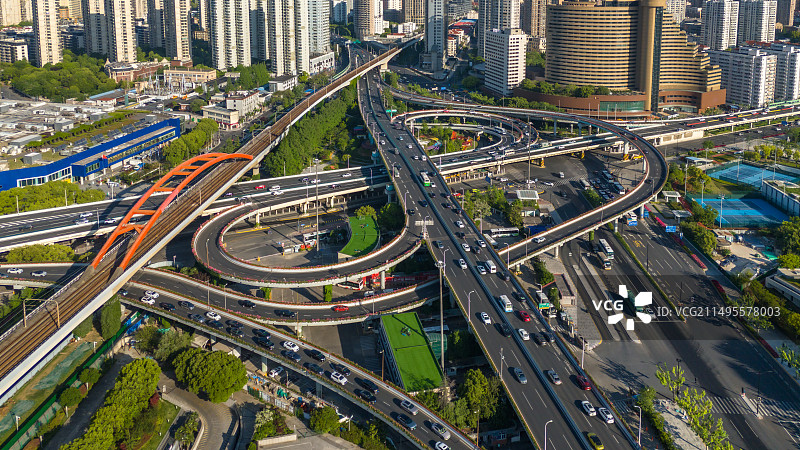 上海漕溪路立交桥、沪闵高架、内环线俯瞰图片素材