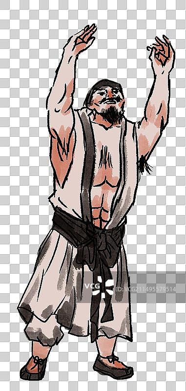 水墨风水墨画中国风新中式古风古典传统文化四大名著水浒传人物托塔天王晁盖元素素材插画图片素材