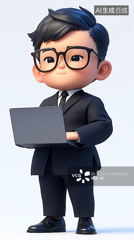 【AI数字艺术】3D渲染的卡通人物，金融商务行业职员图片素材